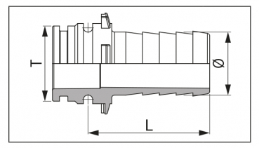 Preview: Arag dimensions insertion spout with hose fitting straight
