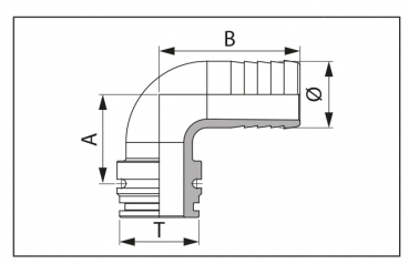 Preview: Arag Insertion spout 90° hose connection scheme