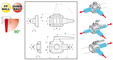 Preview: Arag Ball Valve 3-way Adapter series 453 - 8 bar / 120 PSI