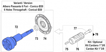 Throughshaft 0001044500 for Comet Pumps APS 31-41