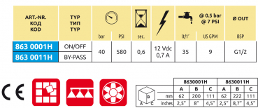 Preview: Arag Electric boom section valve series 863 40 bar
