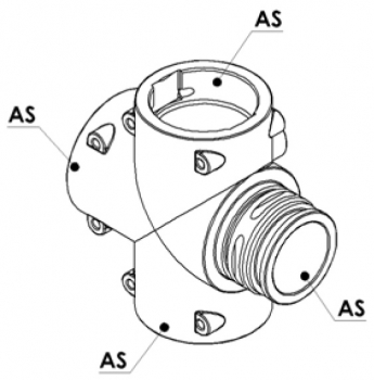 Preview: Rau Cross-piece AS40 3x plug over and 1x plugin part