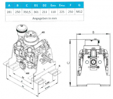 Preview: Rau pump P150 dimensioned