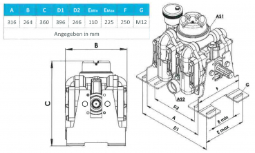 Preview: Rau pump P260 drawing and dimensions