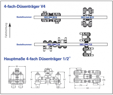 Preview: Lechler Varioselect I fourfold holder