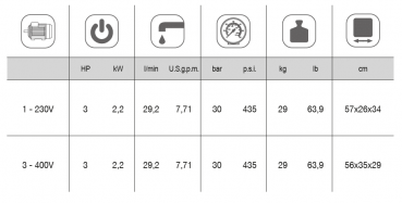 Comet Hochdruckpumpe MP 30 Leistungsdaten