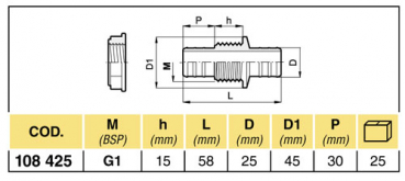 Preview: Arag One-piece bulkhead hose tail with lock ring