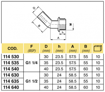 Preview: Arag Hose fitting 45° with 1 ½" external thread