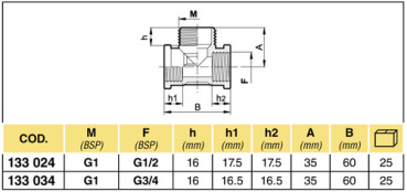 Preview: Arag T-piece with external thread/internal thread