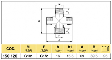 Preview: Arag Four-way-piece with external/internal thread