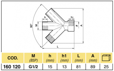 Preview: Arag Four-way-piece 45° with external/internal thread