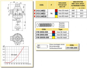 Preview: Arag suction filter with fork connection - series 313 with valve