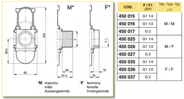 Preview: Arag blocking slider Gate Valve 1 1/4" up to 2"