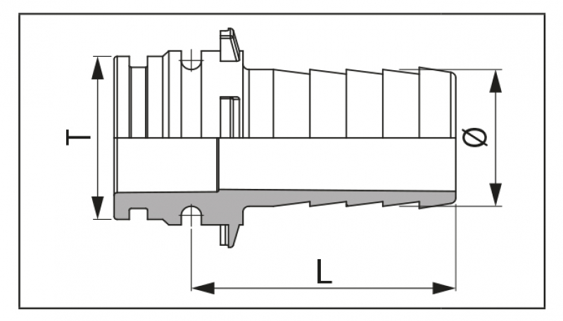 Arag dimensions insertion spout with hose fitting straight
