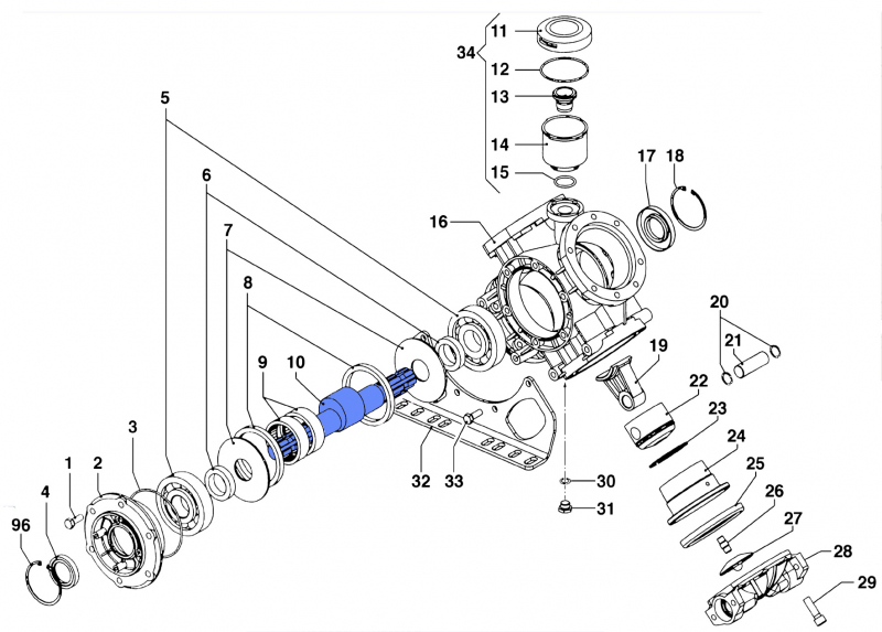 Eccentric Shaft 0001048800 for Comet Pumps IDS 1701-2001