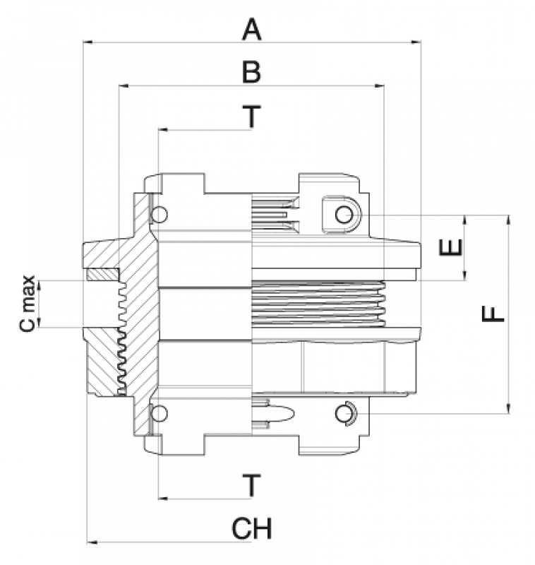 Arag Drain union with 2x T7 | T9 fork coupling