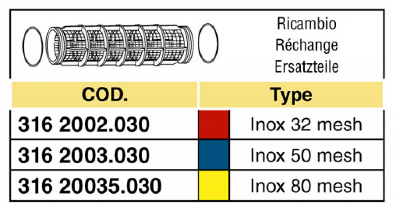Arag filter insert for suction filters serie 316