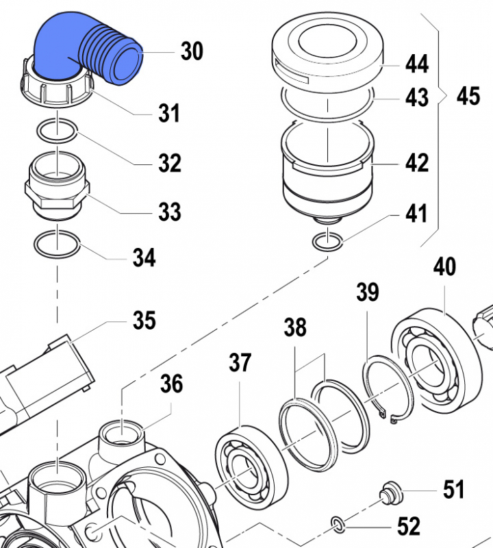 Elbow Coupling 2801005500 for Comet Pump APS 96