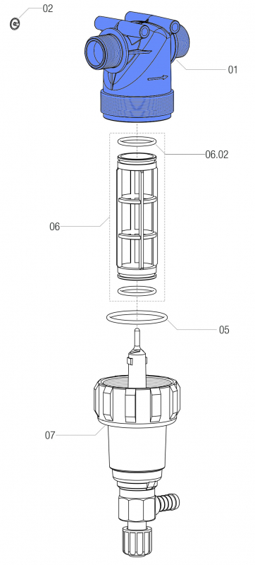 Arag Filter Body Series 322 with 1" thread coupling