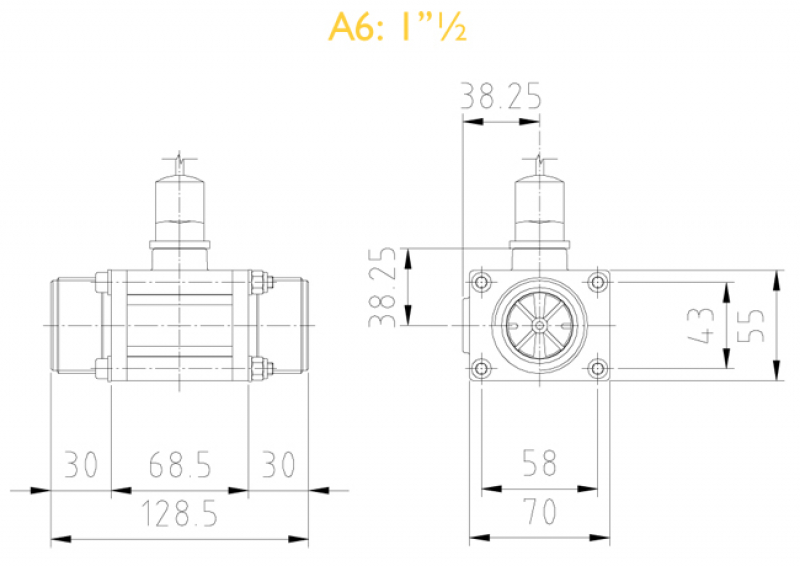 Polmac Flowmeter Turbo Flow with thread connection, details