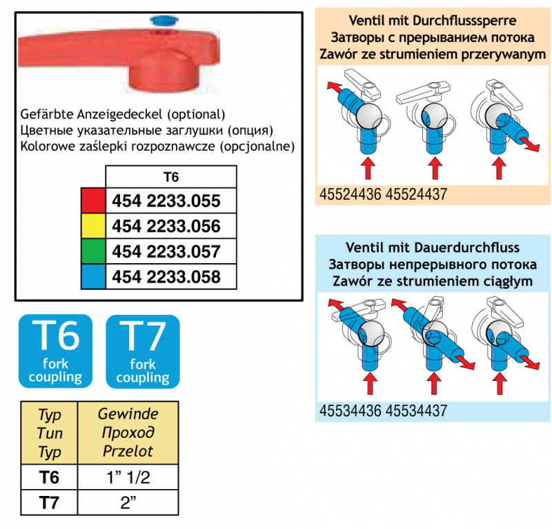 Arag Ball Valve 3-way series 455 T-fork-coupling
