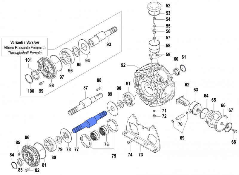 Throughshaft for Comet BPS 300