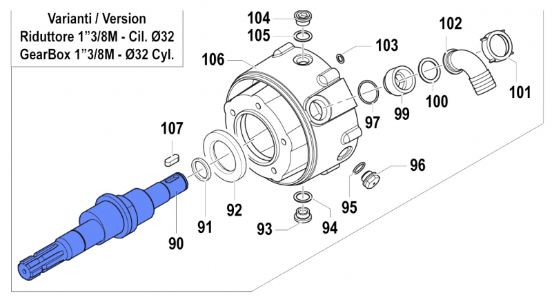 Throughshaft 0001031500 for Comet Pump APS 101