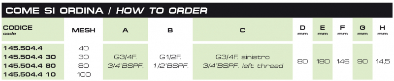 Braglia High-pressure filter in brass M145