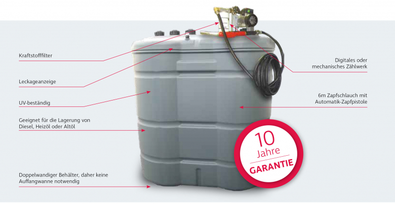 DURAplas Diesellagertank 2000 Liter | DFS2000A