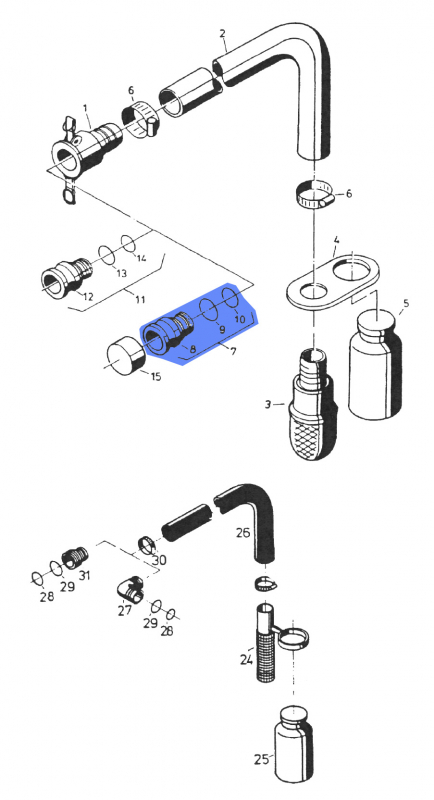 Rau connection nozzle RG00032626 complete