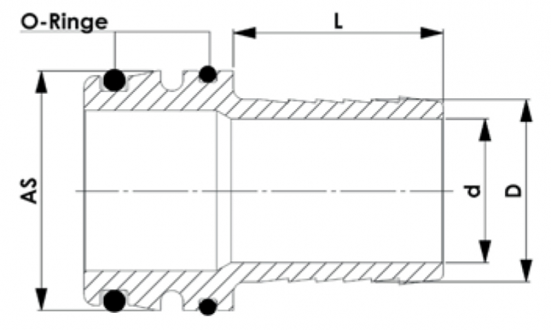 Rau plug-in fittings AS40 with hose connection