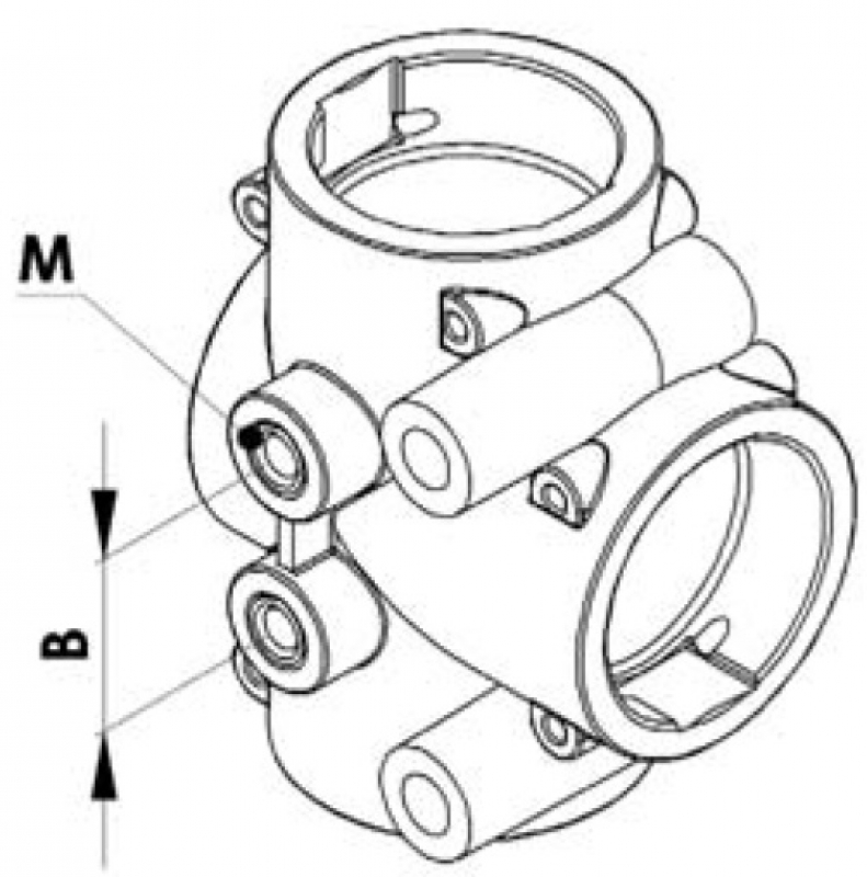 Rau T-piece AS40 with 2x M8 threaded socket