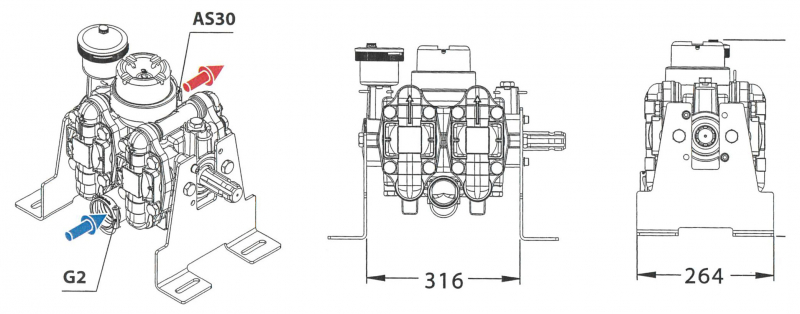 Rau Pumpe P260 Aufriß und Maße