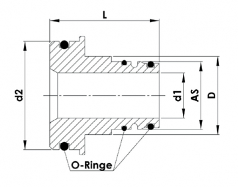 RAU Adapter 2" to plug-in fitting AS40 for 5-way ball valve