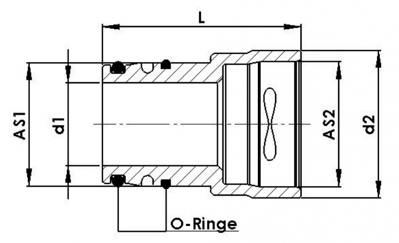 Rau plug-in fittings AS40 to AS40 male-female