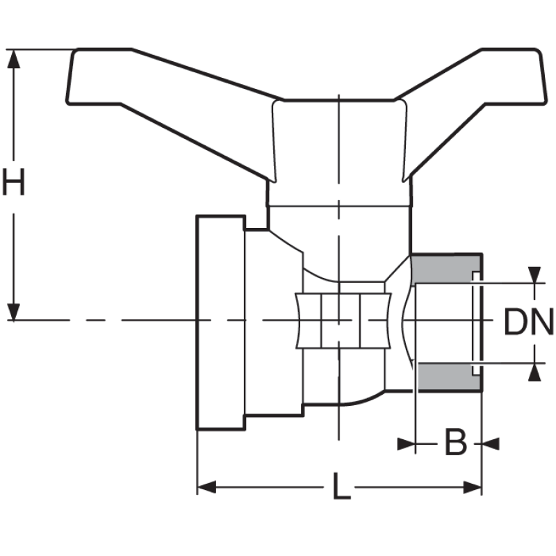 SAFI Ball Valve 2-way Serie 2008 with thread - scheme