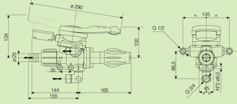 Comet Pressure control valve 1204110000 up to 50 bar | 2 sections