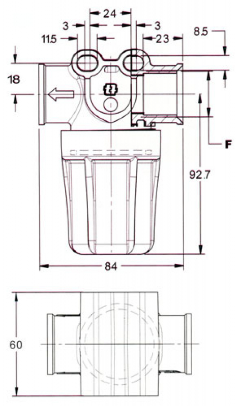 GEO Leitungsfilter mit klarem Gehäuse 3/4" IG