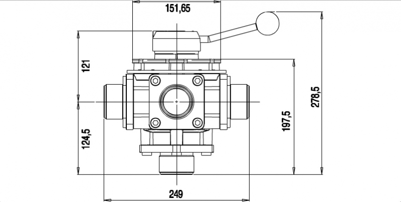 Polmac Ball Valve 5 ways VTDX | VTSX 0600