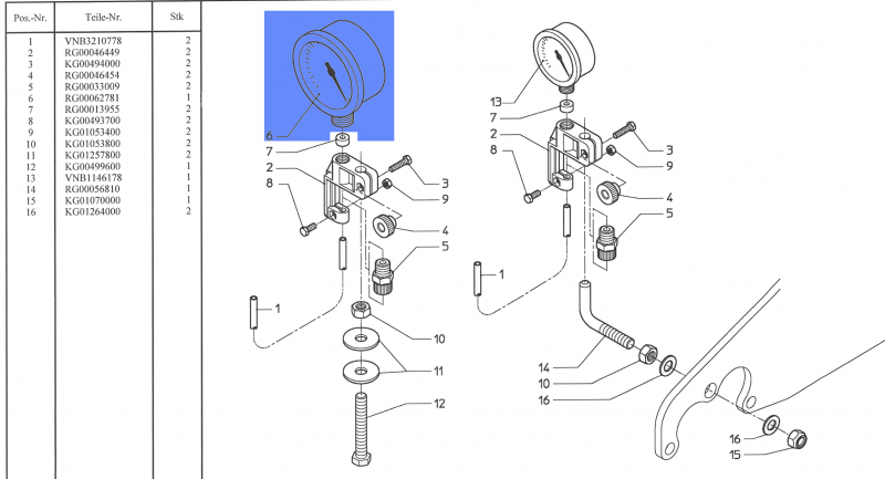 Rau pressure gauge RG00062781 up to 16 bar
