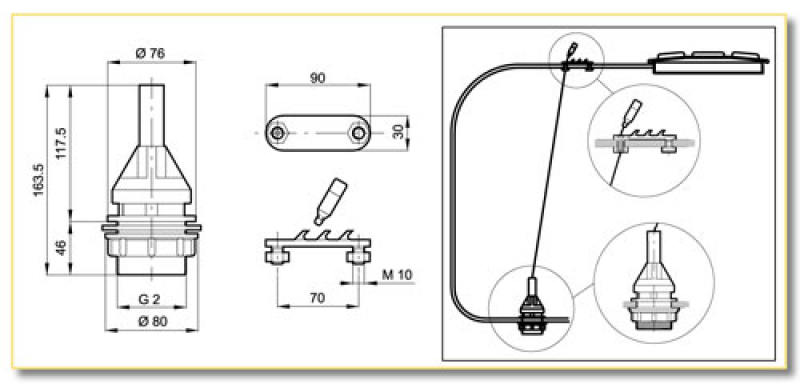 Arag bottom valve with cable control