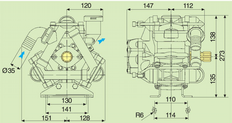 Comet Piston diaphragm pump BP 105 K - 20 bar