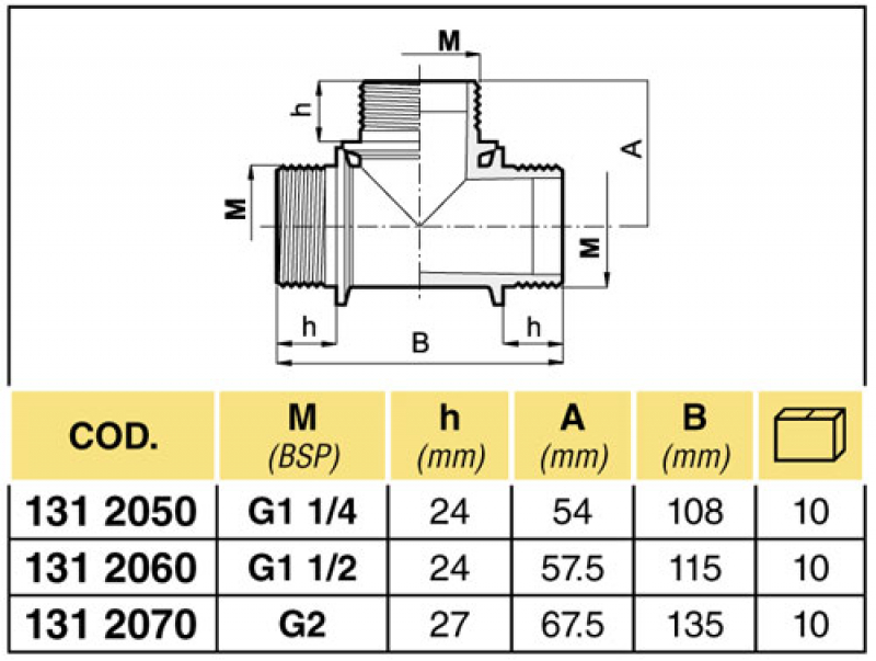 Arag T-piece with external thread