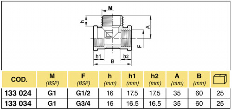Arag T-piece with external thread/internal thread