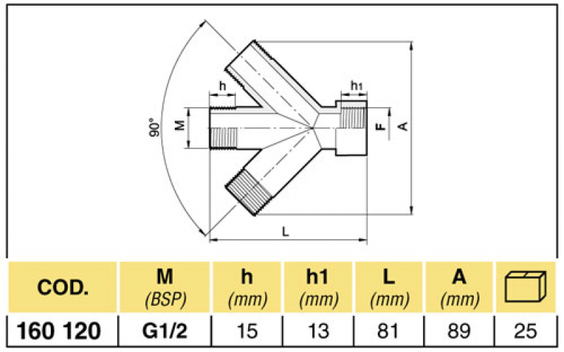Arag Four-way-piece 45° with external/internal thread