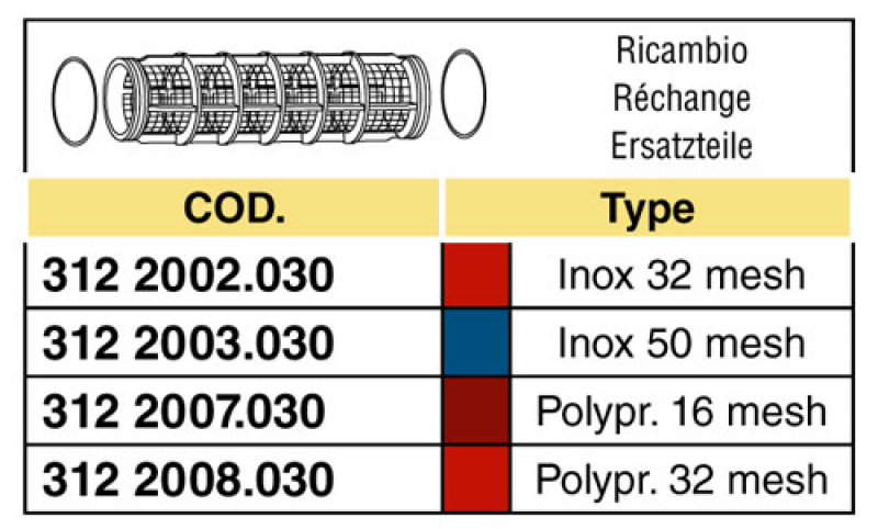Arag filter insert for suction filter serie 312 + 327