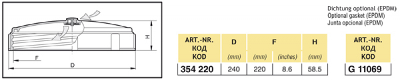 Arag tank lid with vent valve ø 240 mm