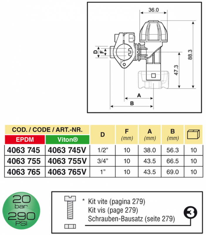 Arag nozzle holder with clamp for a laterally montage 40637