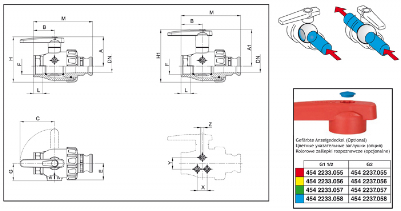 Arag Ball Valve 2-way with Adapter Series 455